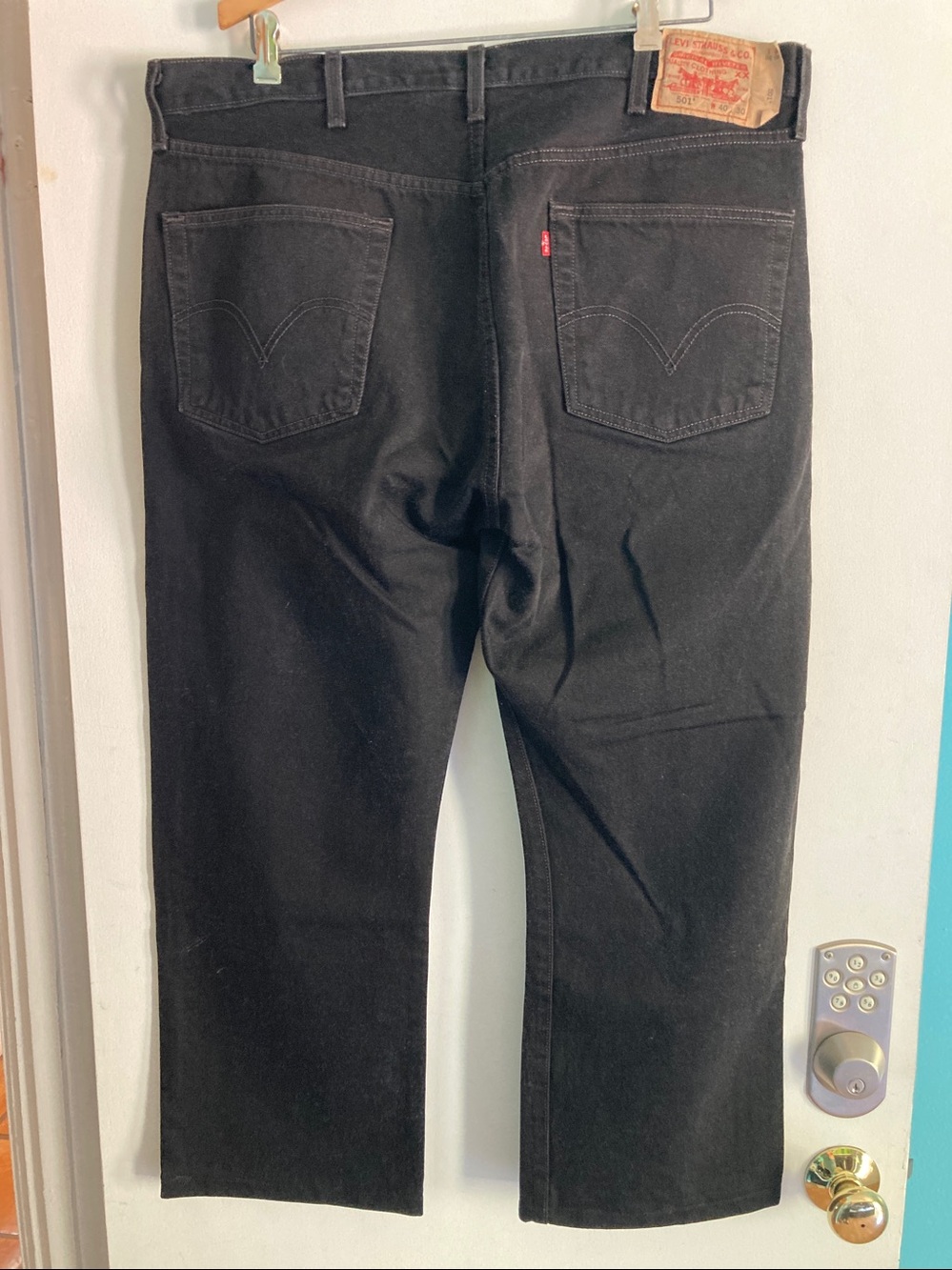 Vintage Y2K Levi's 501 Black Jeans 40x30 Unworn Unwashed Cotton Button Fly Rigid